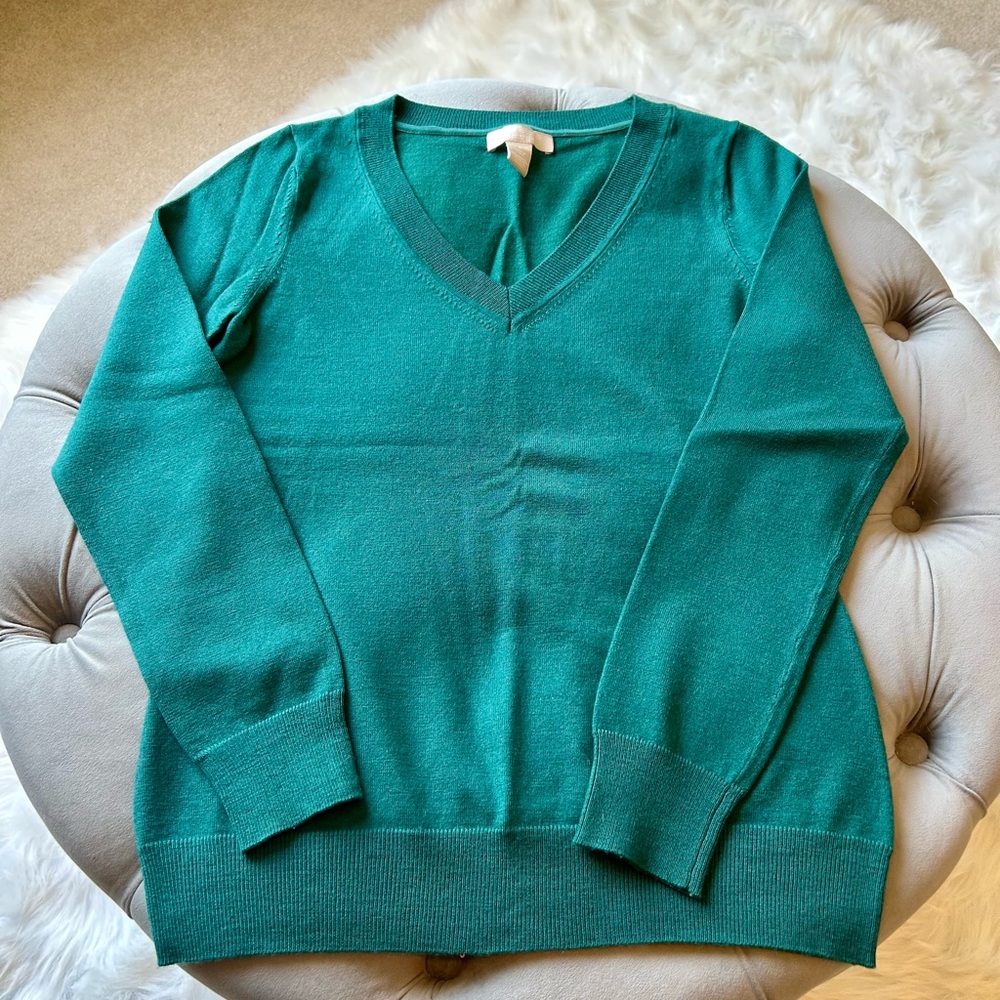 Banana Republic Teal V-Neck Sweater